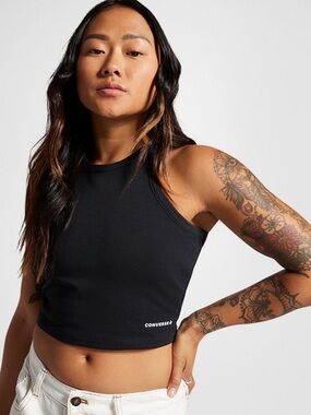 Converse Women’s Black Cropped High-Neck Tank